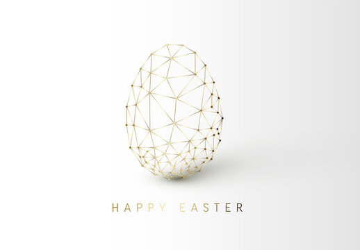 Elegant golden easter egg modern holiday greetings and celebrations card template