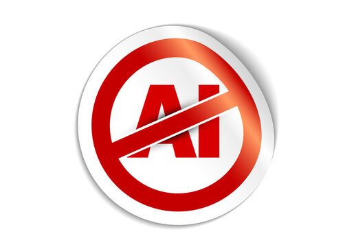 No AI Ban Sign Sticker - Anti Artificial Intelligence Symbol Icon