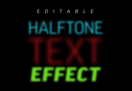 Editable Colorful Retro Halftone Text Effect on Black Background