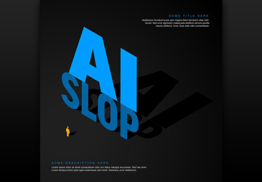 Minimalist AI Slop Concept Art with Isometric Typography on Dark Background