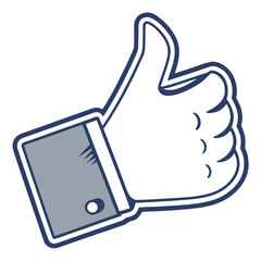 Obraz premium Hand giving a thumbs up gesture, social media like symbol, isolated on white background.