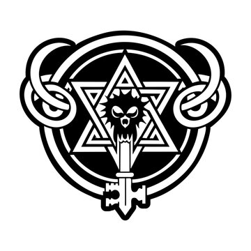 A solid style icon of satanic key symbol