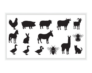 Obraz premium Flat design vector elements of common farm livestock for countryside tourism, veterinary services, and animal husbandry.