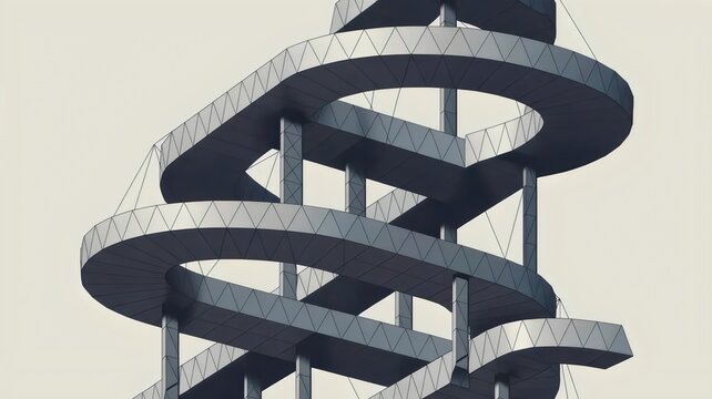 Surreal geometric architecture with circles and triangles &ndash; Ideal for mathematical art, balance, or impossible structures.