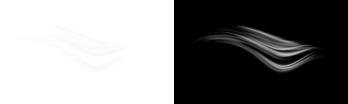 Festive luminous flying wind with swirling light dust. White speed lines vector illustration.