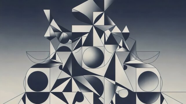 Monochromatic impossible monument on gradient background &ndash; Perfect for philosophical concepts, design theory, or abstract art.