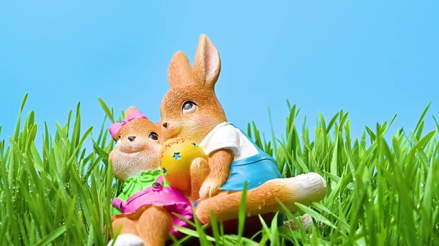Video of an Easter bunny in green grass