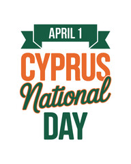 Naklejka premium Green and orange banner for Cyprus National Day on April 1