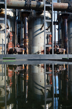 Le Fonds Belval Esch sur Alzette, center of the Luxembourg iron and steel industry, smelting works and blast furnace mixed with modern architecture