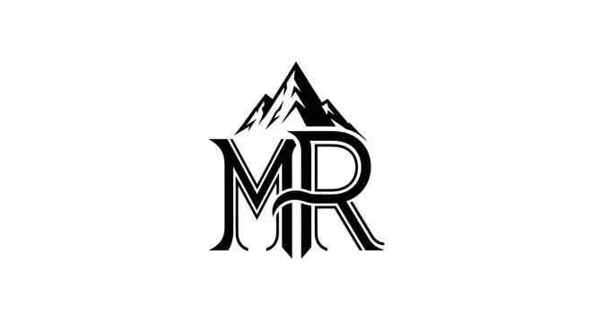 Black MR monogram logo with mountain peak symbol