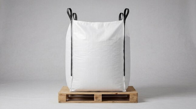 White FIBC bulk bag on a wood pallet for warehouse storage mockup