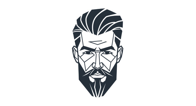 Geometric polygonal man head with beard and modern hairstyle