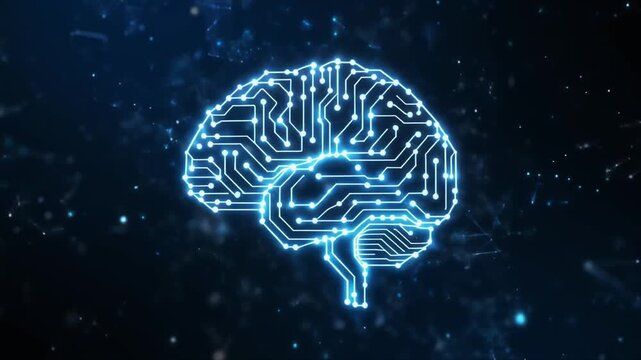Glowing Circuit Brain &mdash; Abstract AI Technology Background