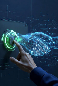 AI-Generated Concept of Human Touch Interacting with Digital Trust Interface