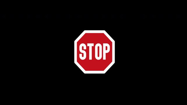 Red Stop Sign Warning No Entry Forbidden Animation With Alpha Channel