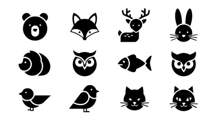 Obraz premium Versatile Black Animal Pictogram Collection for Branding and Signage