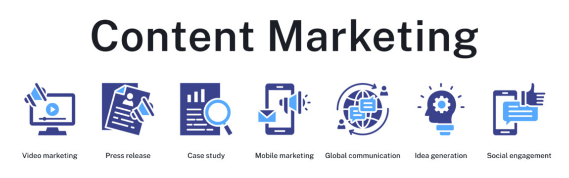 Content marketing journey from idea creation to global distribution and social media engagement
