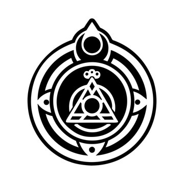A solid style icon of alchemist ring symbol