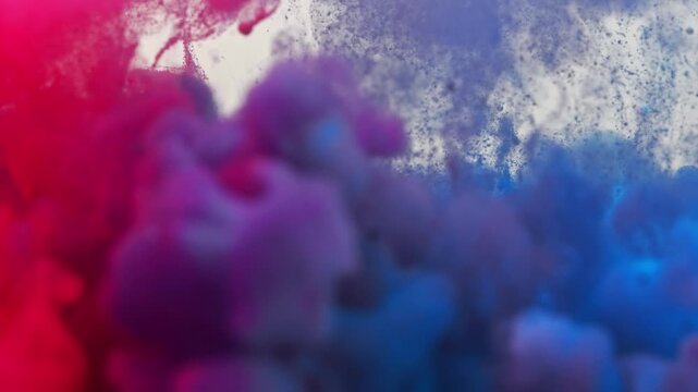 Blue and pink paint cloud spreading in water on a white background. Premium marketing concept for overlay effects, creative branding, banner and advertising layout design, ecology, beauty, and fashion