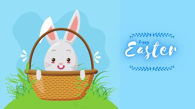 Happy Easter Blue Green Bold Cartoon Illustrated Greeting Video