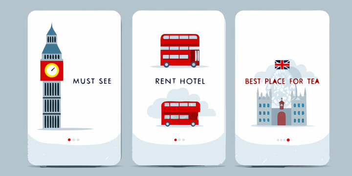 London tourist attractions displayed on smartphone screen mockups