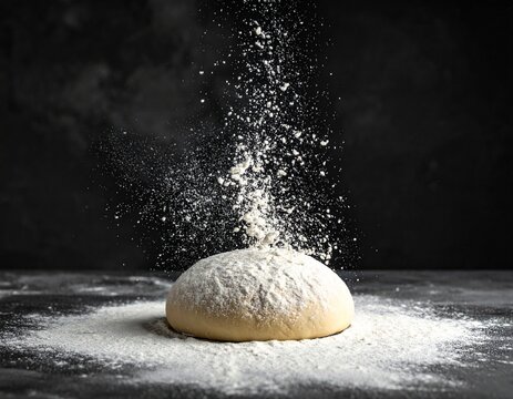 Dough with falling flour
