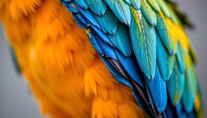 Obraz premium A close up image of a vibrant bird's feathers showcasing a striking combination of colors