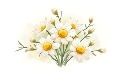 Fototapeta premium Fresh Daisies Bouquet Vivid White Yellow Center