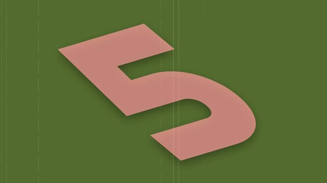 Animated colorful countdown timer from ten to one with pink digits on a green background