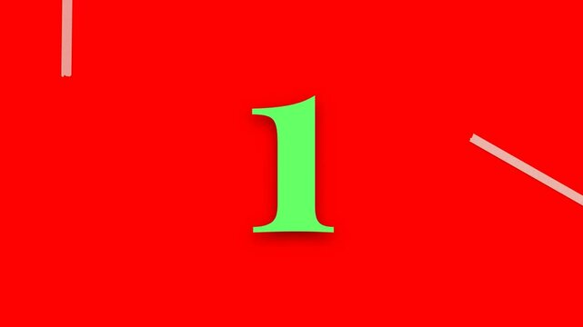 Bold animated colorful countdown timer from five to one on a vibrant red background