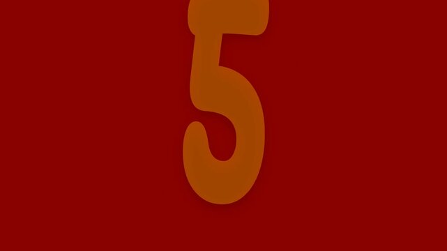 An animated colorful countdown timer from ten to one against a solid red background