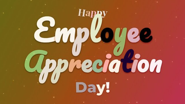 Happy Employee Appreciation Day text animation with colorful letters on a vibrant background.