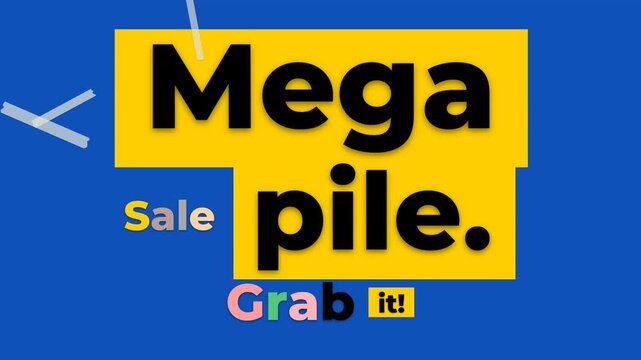 Dynamic Mega Sale Motion Graphic with vibrant text animation on a blue background.