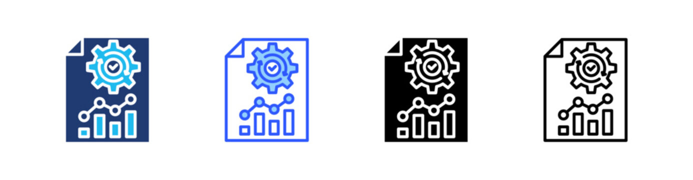 Statistical Process Multi Style Icon Set Vector 
