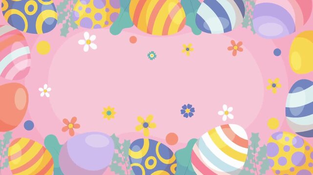 Happy Easter Pink Cute Illustrated Floral Greeting Video