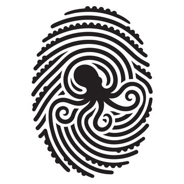 Octopus inside fingerprint pattern design.