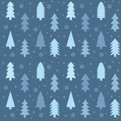 Obraz premium Dark Blue Winter Tree Pattern