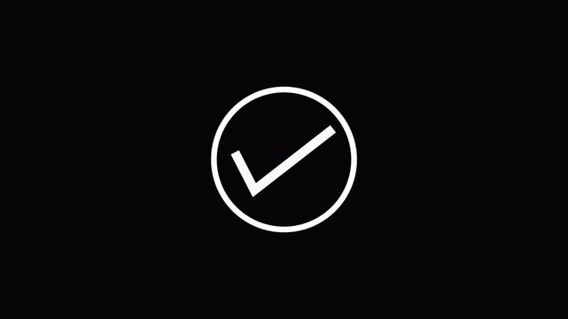 Check Mark Animation ,Approved Tick Icon, Success Verification Symbol, Minimal UI Motion&rdquo;Check mark icon animation for confirmation and success status. 4k video animation on alpha channel.