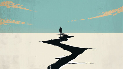 困難を越えた先の希望を示す日本人男性の抽象コンセプト © bephoto