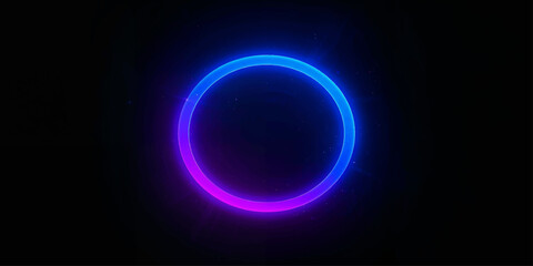 Glowing neon number with bright light and circular space inspired design on a dark background © RazuAhmed