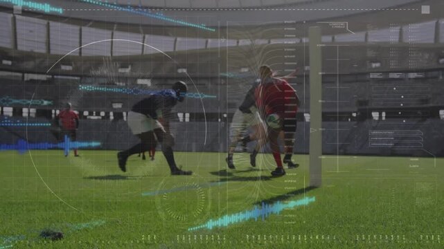 Animation of independence day text over rugby players