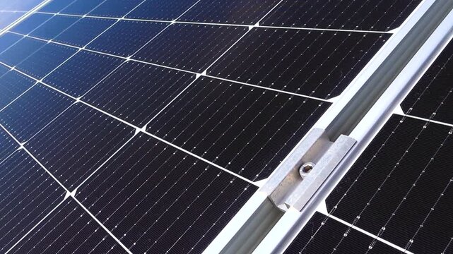 Close up of solar panel mounting clamp detail