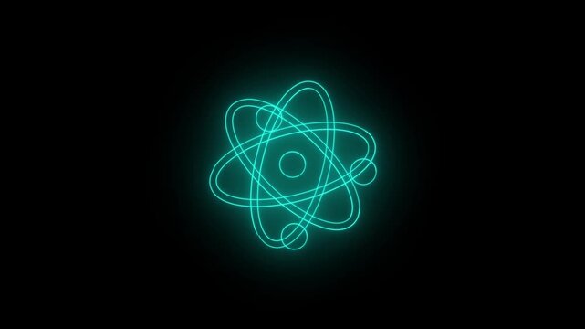 Atom with nucleus, neutrons, protons and electrons orbits glowing. Atomic structure. Concept of physics, science. 4K Animation of electrons orbiting
