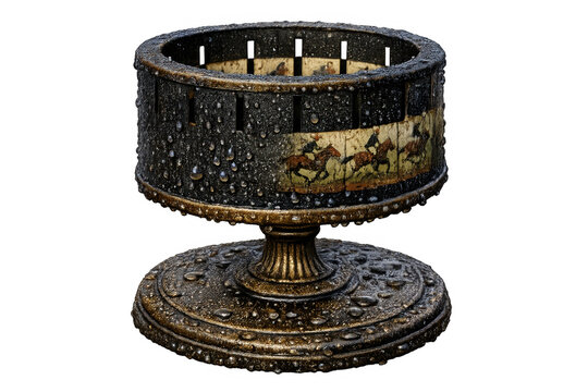 Vintage zoetrope showing horse race animation on transparent background
