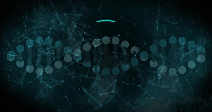 Dotted helix moving center starting scanbar fingerprint assembling shields forming showing security