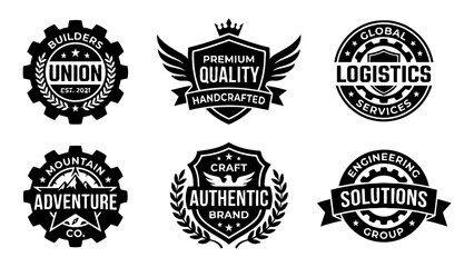 Obraz premium Collection of vintage industrial badges and retro logo emblems for corporate branding and identity design