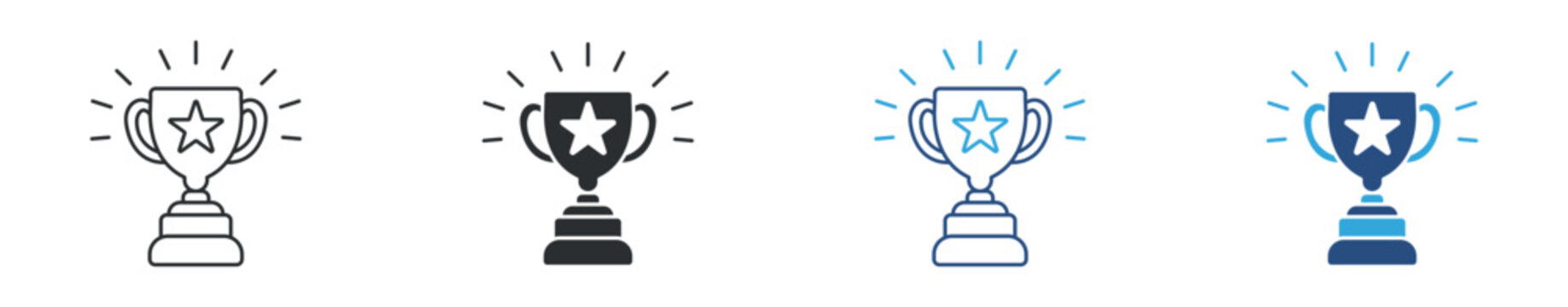Reward and success trophy icon set. Winner, achievement, prize and excellence concept. Vector illustration.