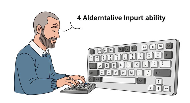 Man using alternative keyboard input ability technology