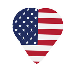 Fototapeta premium Heart shaped american flag guitar pick symbolizing patriotism and national pride