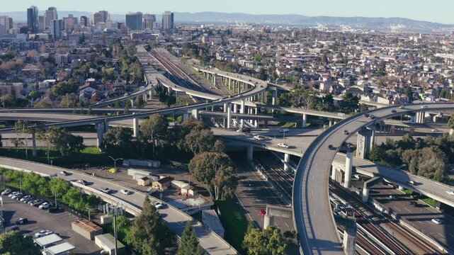 Here's a drone shot over the city of North Oakland.